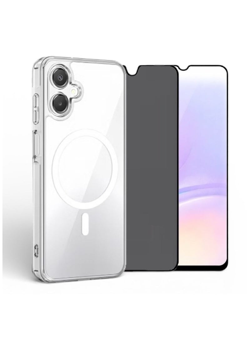 MOBM Samsung Galaxy A06 Clear Magnetic Case with Privacy Screen Protector and Tempered Glass Pack of 3 - Image 1